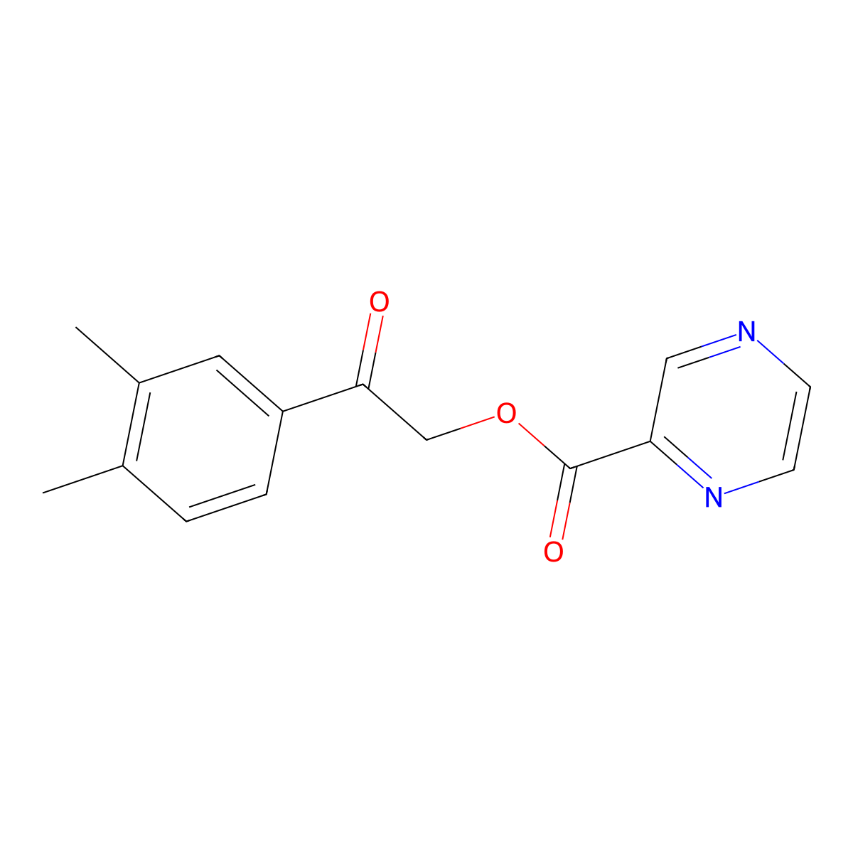 2-(3,4-Dimethylphenyl)-2-oxoethyl pyrazine-2-carboxylate molecular structure, CAS 312947-85-6