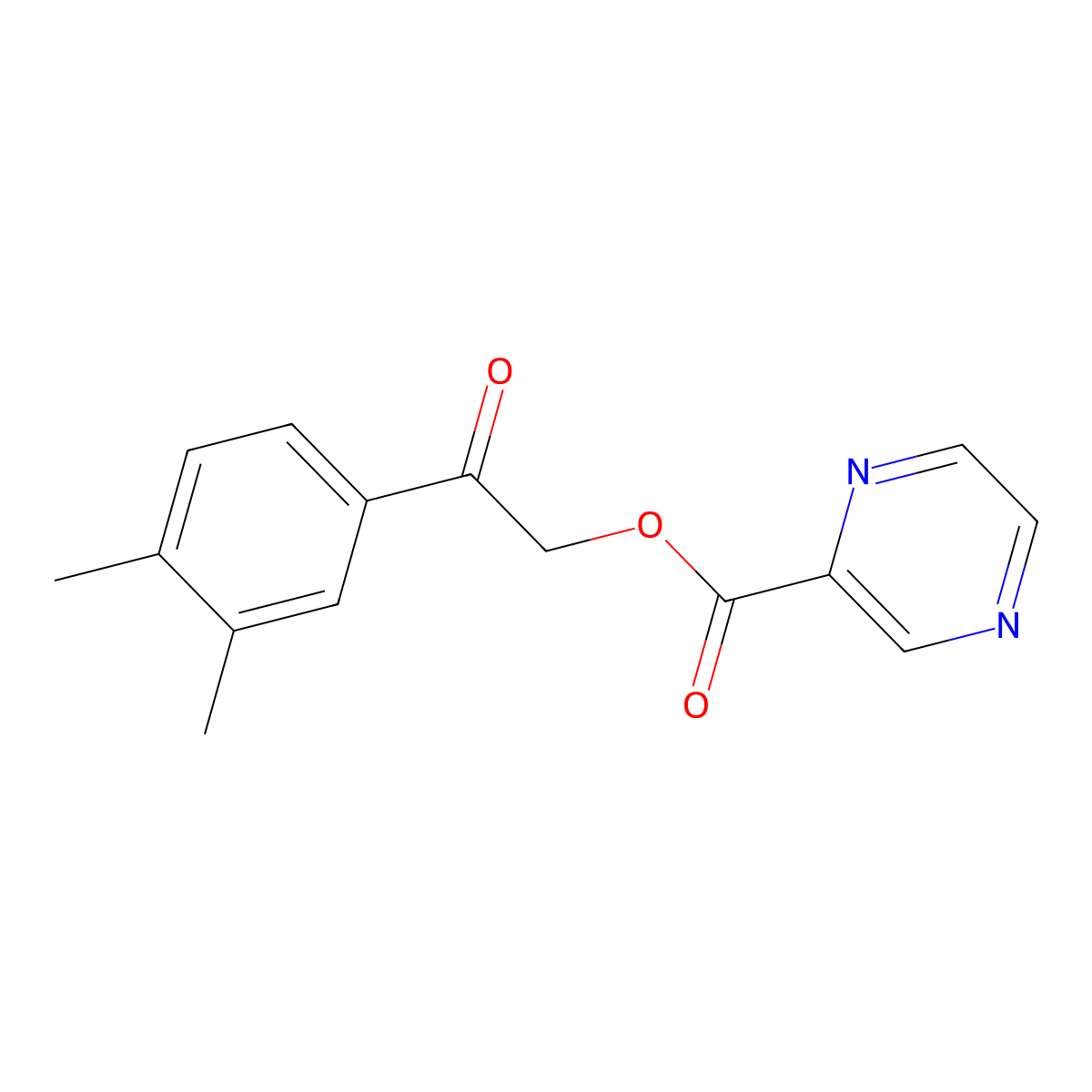 2-(3,4-Dimethylphenyl)-2-oxoethyl pyrazine-2-carboxylate molecular structure, CAS 312947-85-6