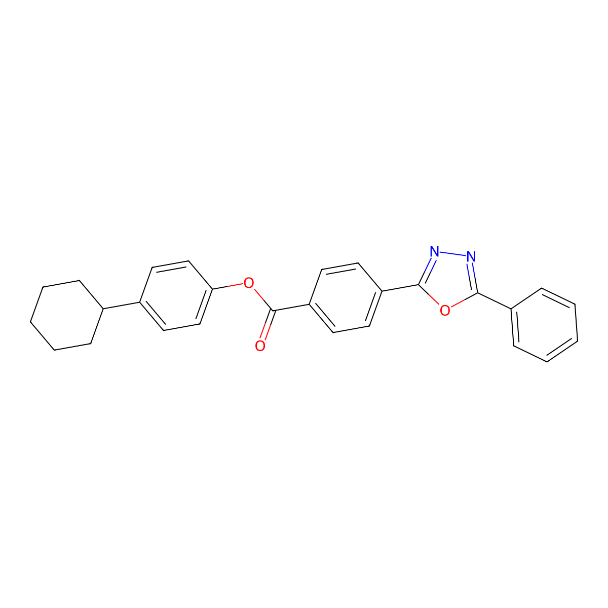 4-Cyclohexylphenyl4-(5-phenyl-1,3,4-oxadiazol-2-yl)benzoate molecular structure, CAS 312948-00-8