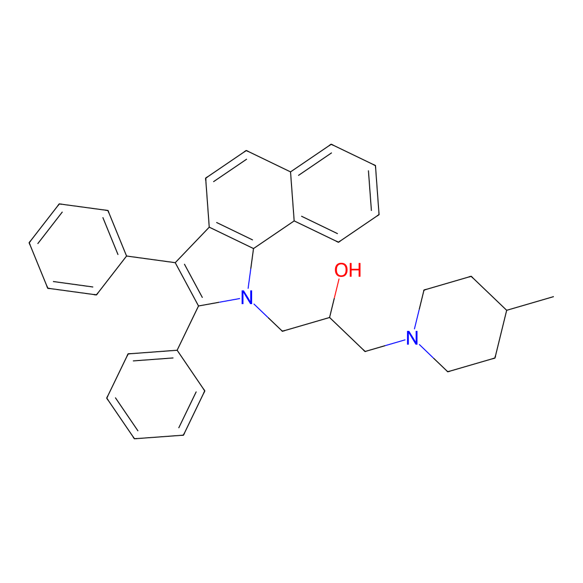 1-(2,3-diphenyl-1H-benzo[g]indol-1-yl)-3-(4-methyl-1-piperidinyl)-2-propanol molecular structure, CAS 312948-25-7