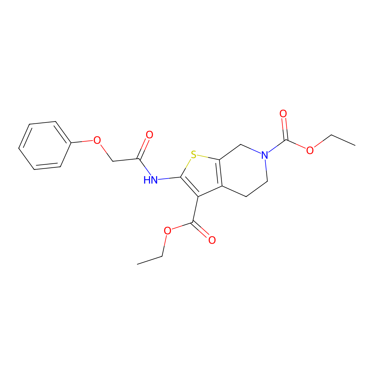 diethyl 2-[(phenoxyacetyl)amino]-4,7-dihydrothieno[2,3-c]pyridine-3,6(5H)-dicarboxylate molecular structure, CAS 312948-49-5