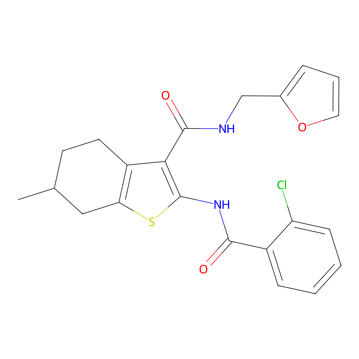 2-[(2-chlorobenzoyl)amino]-N-(furan-2-ylmethyl)-6-methyl-4,5,6,7-tetrahydro-1-benzothiophene-3-carboxamide molecular structure, CAS 312948-69-9