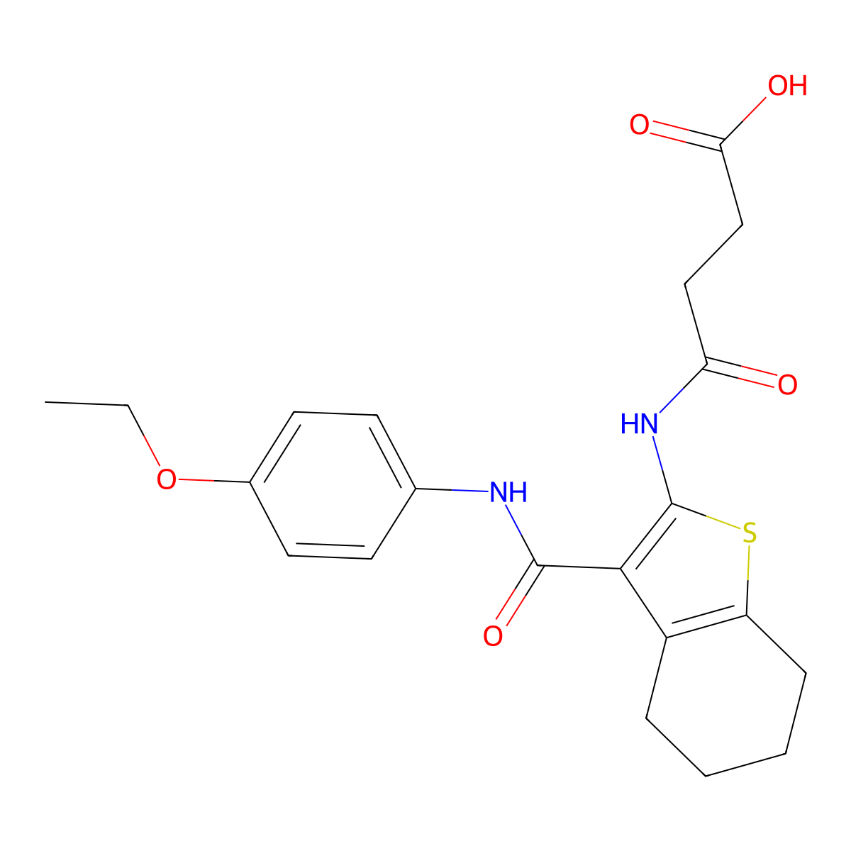 4-({3-[(4-Ethoxyanilino)carbonyl]-4,5,6,7-tetrahydro-1-benzothien-2-yl}amino)-4-oxobutanoic acid molecular structure, CAS 312948-82-6