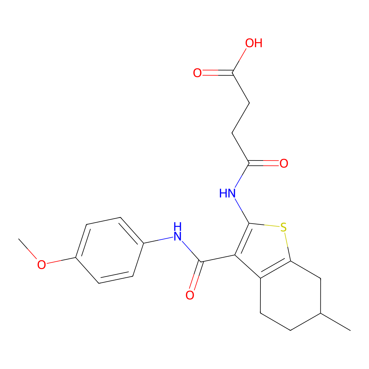 4-({3-[(4-Methoxyanilino)carbonyl]-6-methyl-4,5,6,7-tetrahydro-1-benzothien-2-yl}amino)-4-oxobutanoic acid molecular structure, CAS 312948-91-7