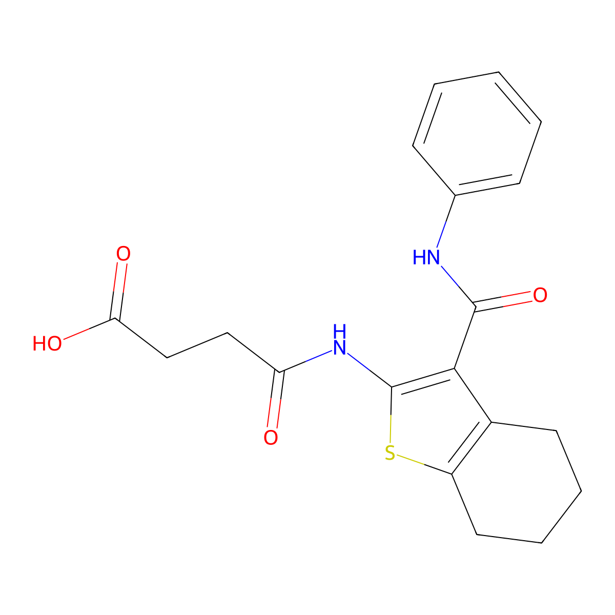 4-Oxo-4-[[3-(phenylcarbamoyl)-4,5,6,7-tetrahydro-1-benzothiophen-2-yl]amino]butanoic acid molecular structure, CAS 312948-94-0