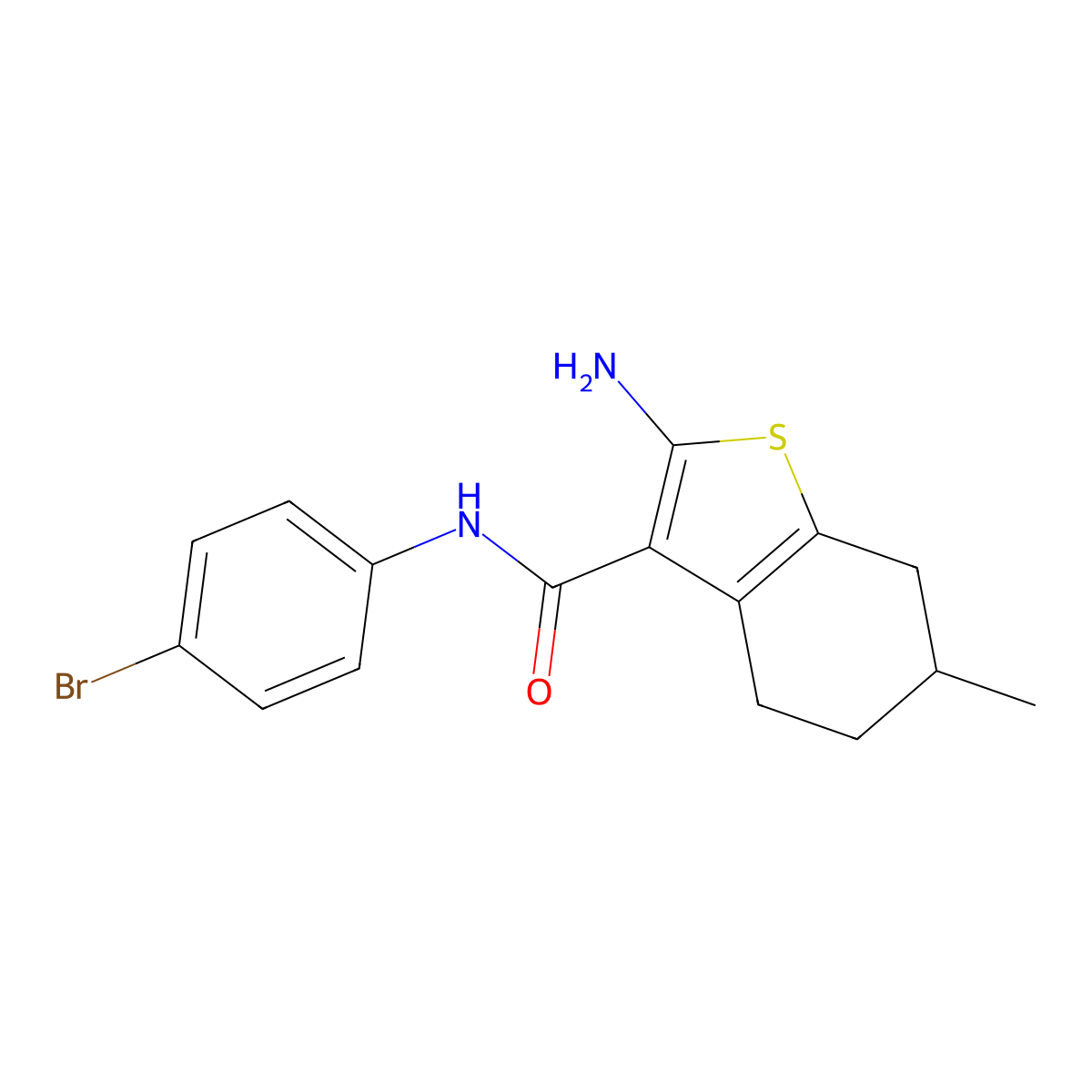 2-amino-N-(4-bromophenyl)-6-methyl-4,5,6,7-tetrahydro-1-benzothiophene-3-carboxamide molecular structure, CAS 312948-97-3