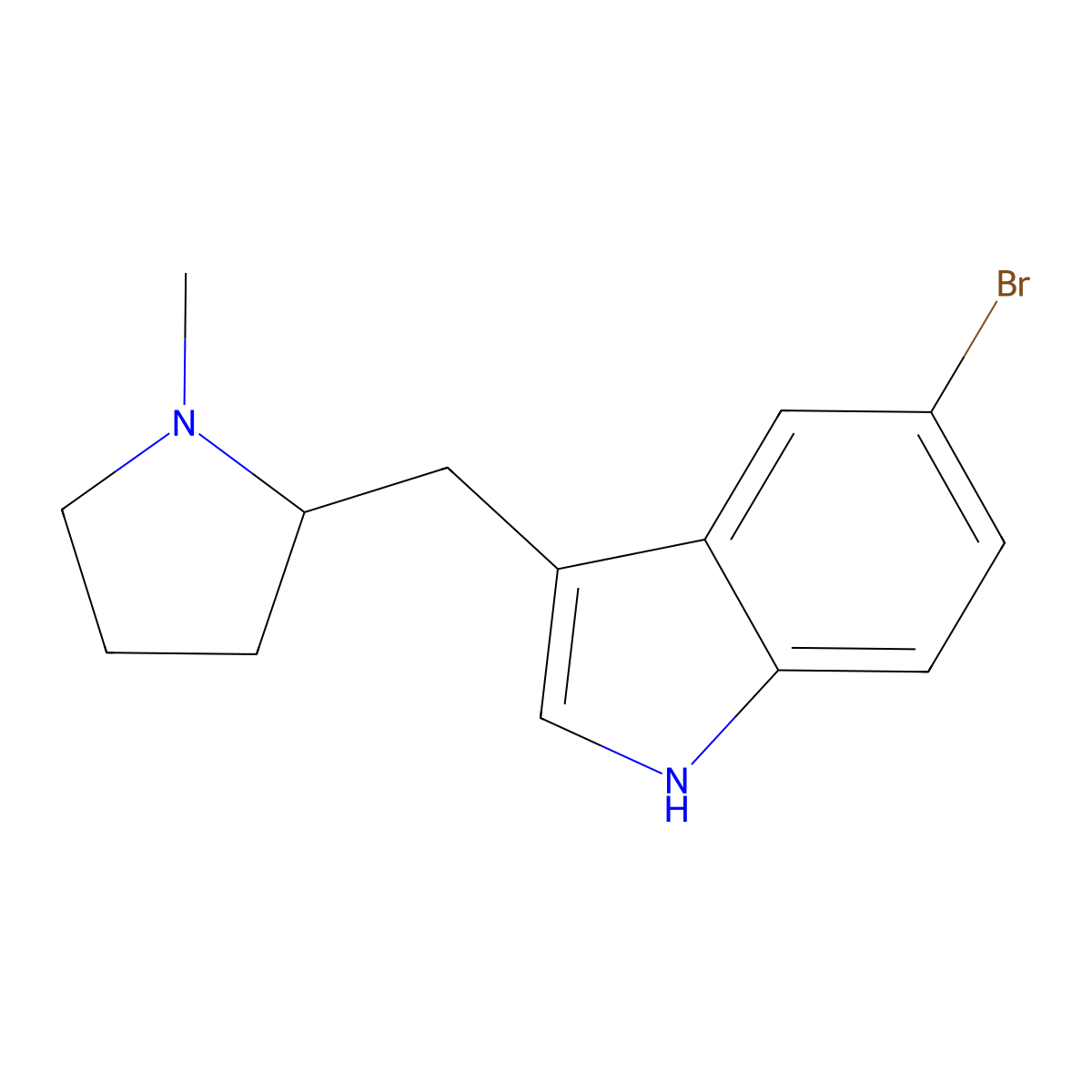 5-bromo-3-((1-methylpyrrolidin-2-yl)methyl)-1H-indole molecular structure, CAS 312949-16-9