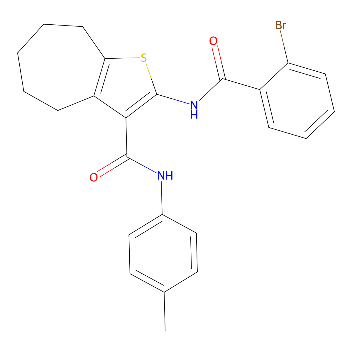 2-[(2-bromobenzoyl)amino]-N-(4-methylphenyl)-5,6,7,8-tetrahydro-4H-cyclohepta[b]thiophene-3-carboxamide molecular structure, CAS 312949-58-9
