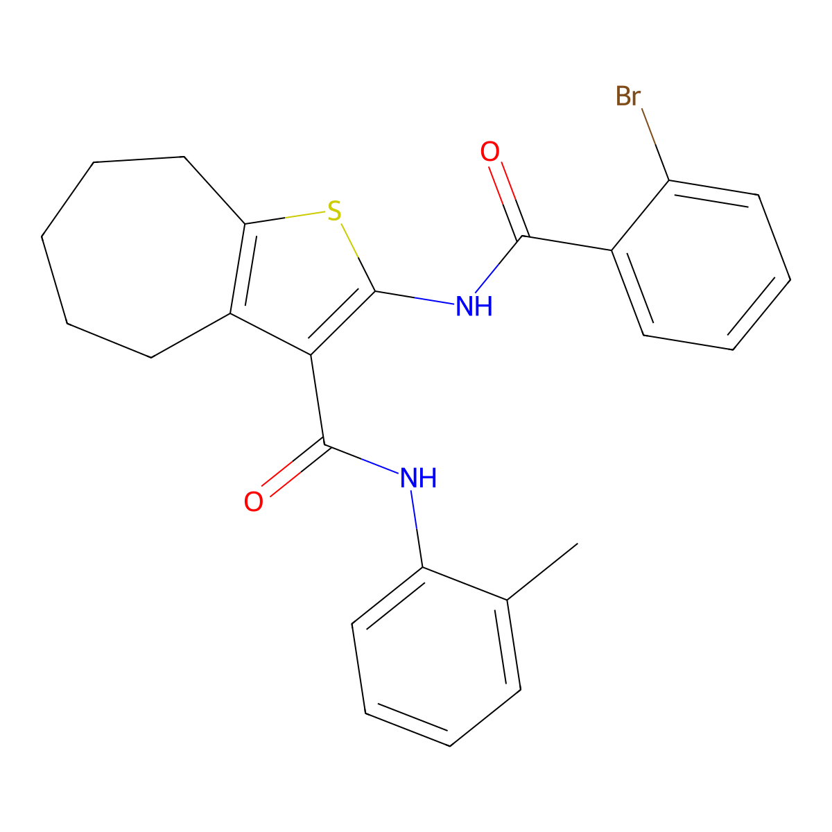 2-[(2-bromobenzoyl)amino]-N-(2-methylphenyl)-5,6,7,8-tetrahydro-4H-cyclohepta[b]thiophene-3-carboxamide molecular structure, CAS 312949-63-6