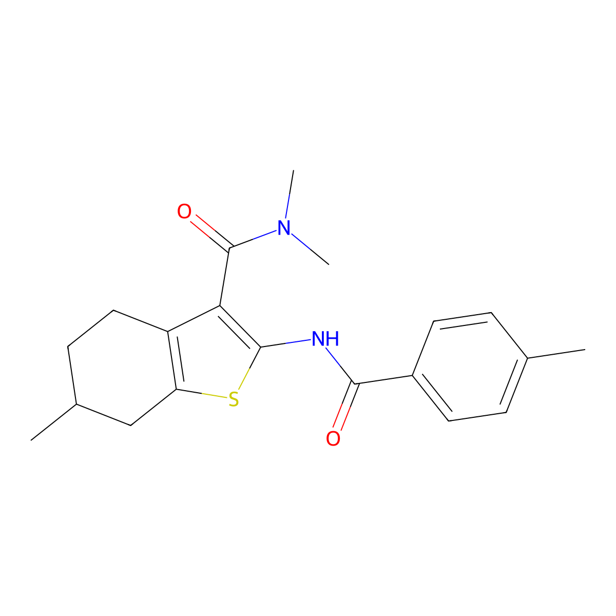 N,N,6-trimethyl-2-[(4-methylbenzoyl)amino]-4,5,6,7-tetrahydro-1-benzothiophene-3-carboxamide molecular structure, CAS 312949-85-2