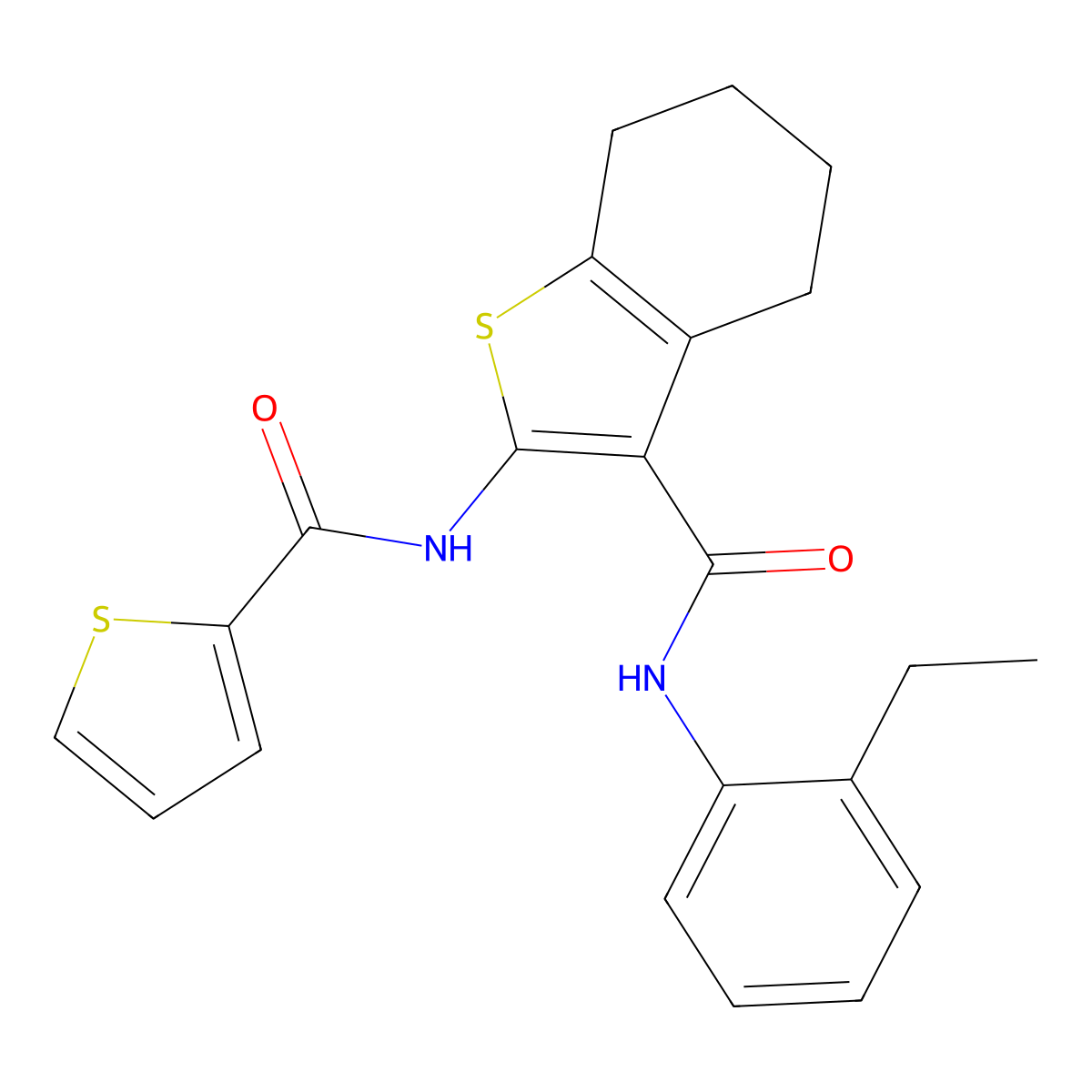 N-(2-ethylphenyl)-2-(thiophene-2-carbonylamino)-4,5,6,7-tetrahydro-1-benzothiophene-3-carboxamide molecular structure, CAS 312950-00-8