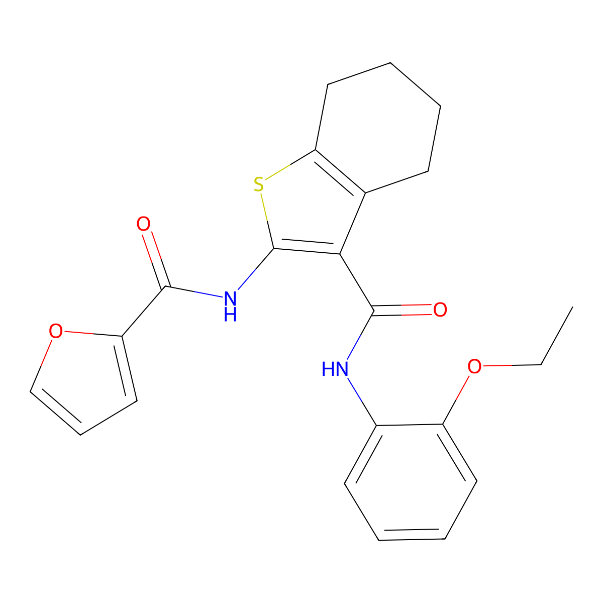N-[3-[(2-ethoxyphenyl)carbamoyl]-4,5,6,7-tetrahydro-1-benzothiophen-2-yl]furan-2-carboxamide molecular structure, CAS 312950-17-7
