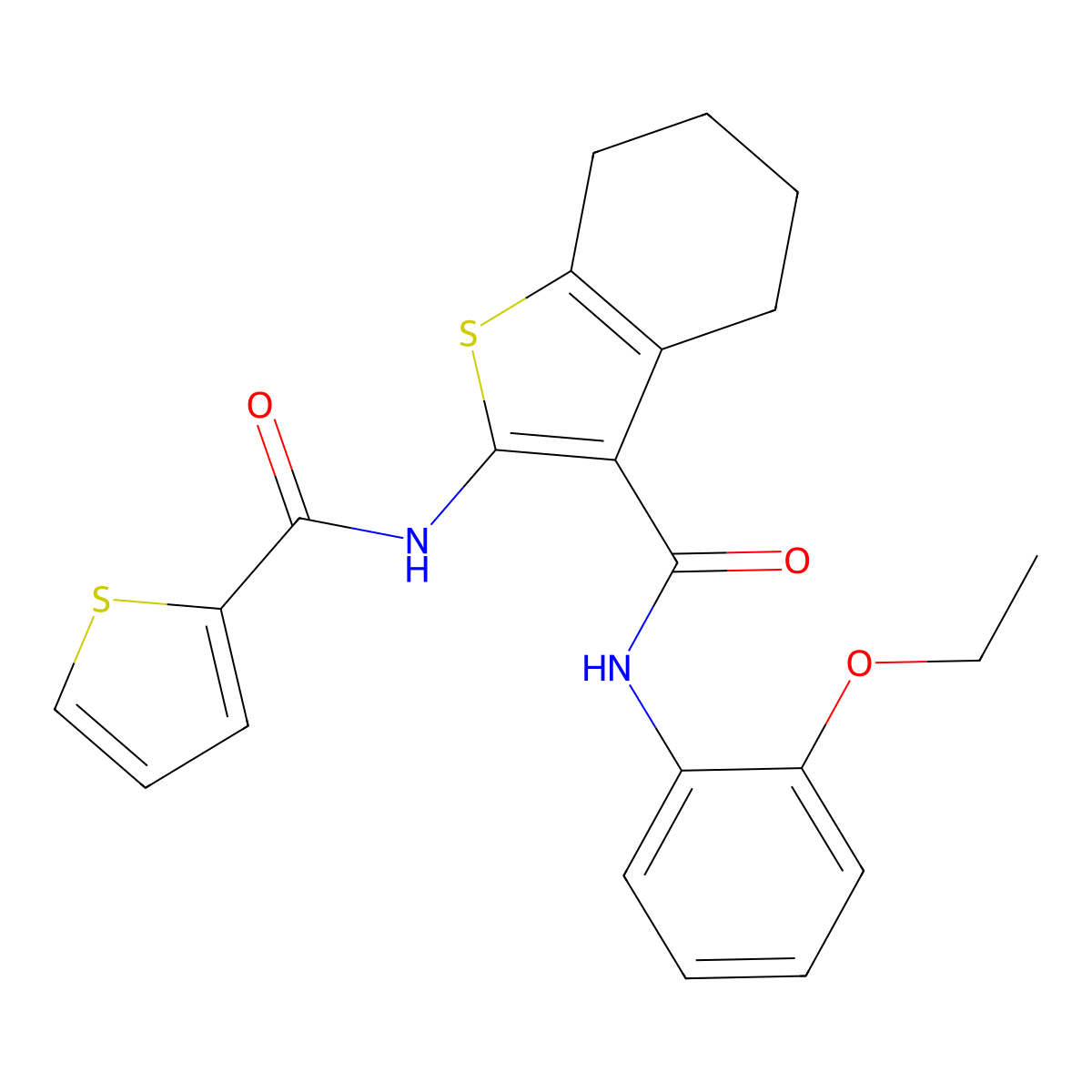N-(2-ethoxyphenyl)-2-(thiophene-2-carbonylamino)-4,5,6,7-tetrahydro-1-benzothiophene-3-carboxamide molecular structure, CAS 312950-18-8