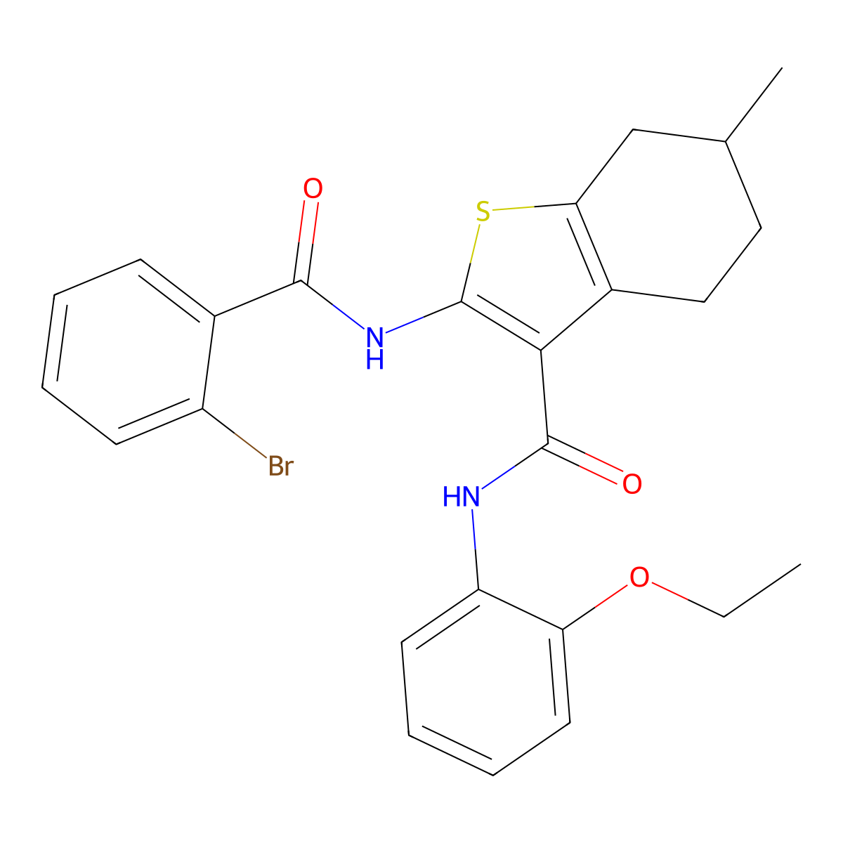 2-[(2-bromobenzoyl)amino]-N-(2-ethoxyphenyl)-6-methyl-4,5,6,7-tetrahydro-1-benzothiophene-3-carboxamide molecular structure, CAS 312950-19-9