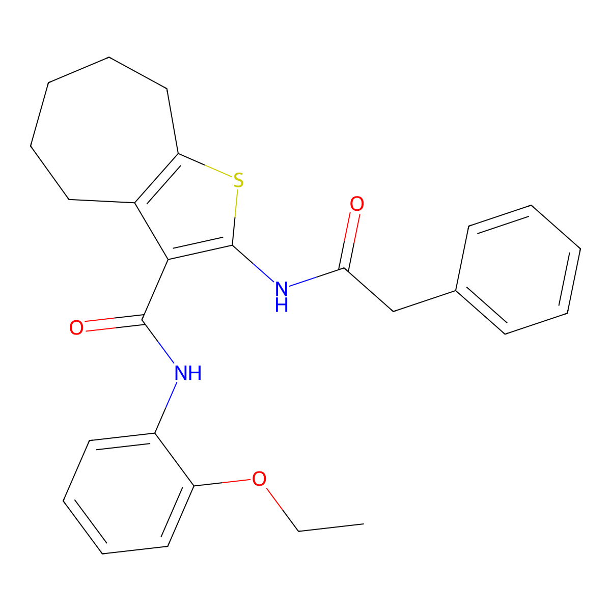 N-(2-ethoxyphenyl)-2-[(2-phenylacetyl)amino]-5,6,7,8-tetrahydro-4H-cyclohepta[b]thiophene-3-carboxamide molecular structure, CAS 312950-30-4