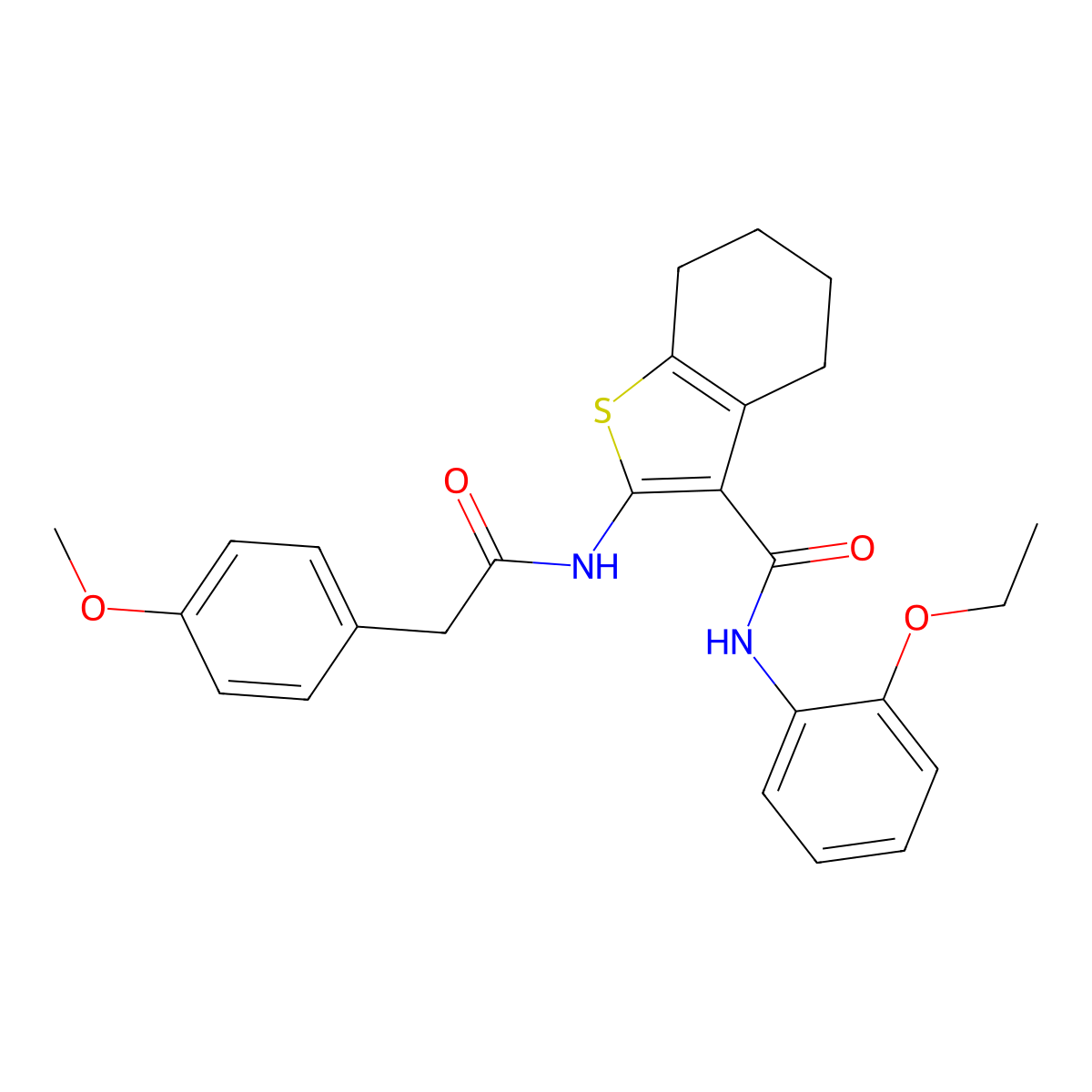 N-(2-ethoxyphenyl)-2-{[(4-methoxyphenyl)acetyl]amino}-4,5,6,7-tetrahydro-1-benzothiophene-3-carboxamide molecular structure, CAS 312950-37-1