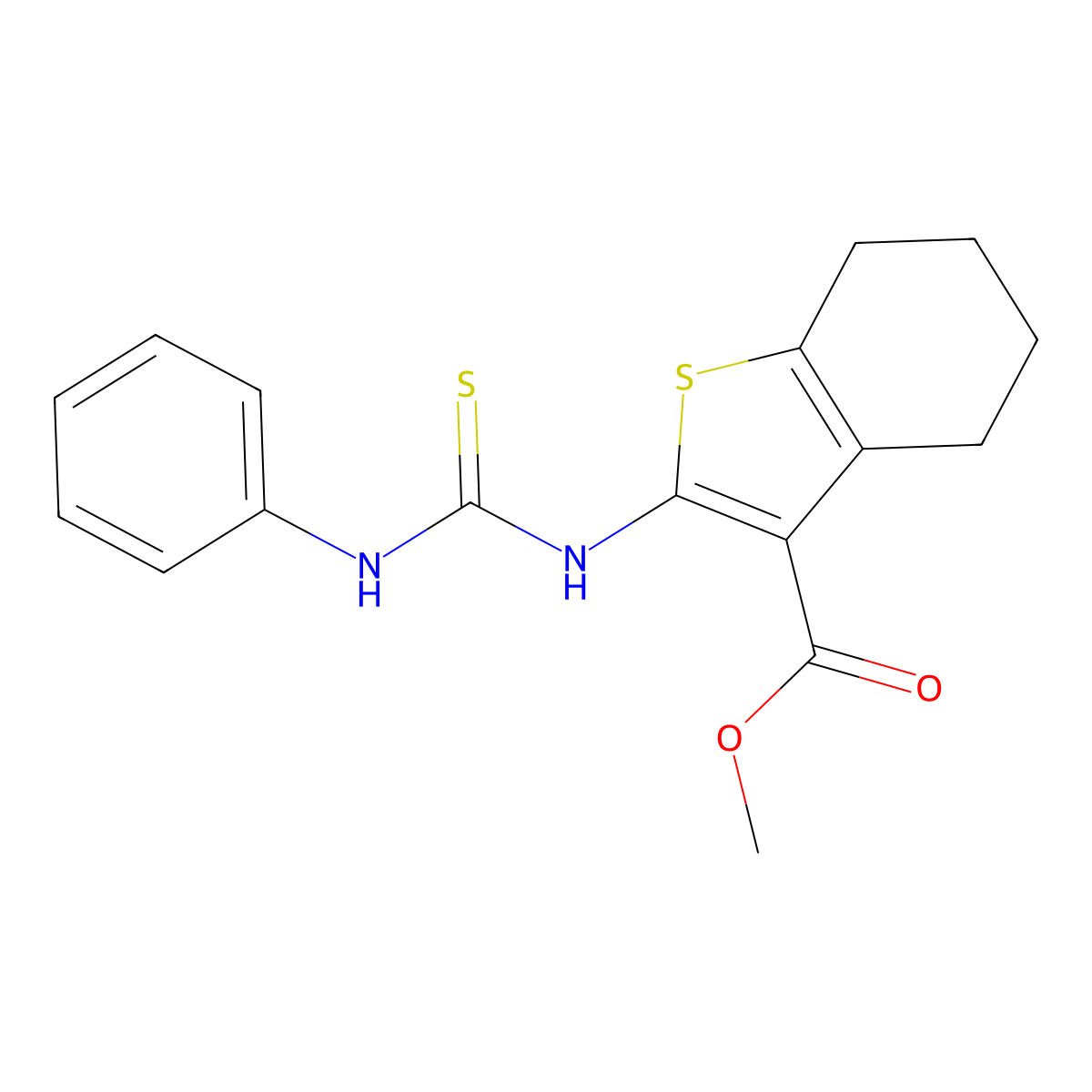 Methyl 2-[(phenylcarbamothioyl)amino]-4,5,6,7-tetrahydro-1-benzothiophene-3-carboxylate molecular structure, CAS 312950-39-3