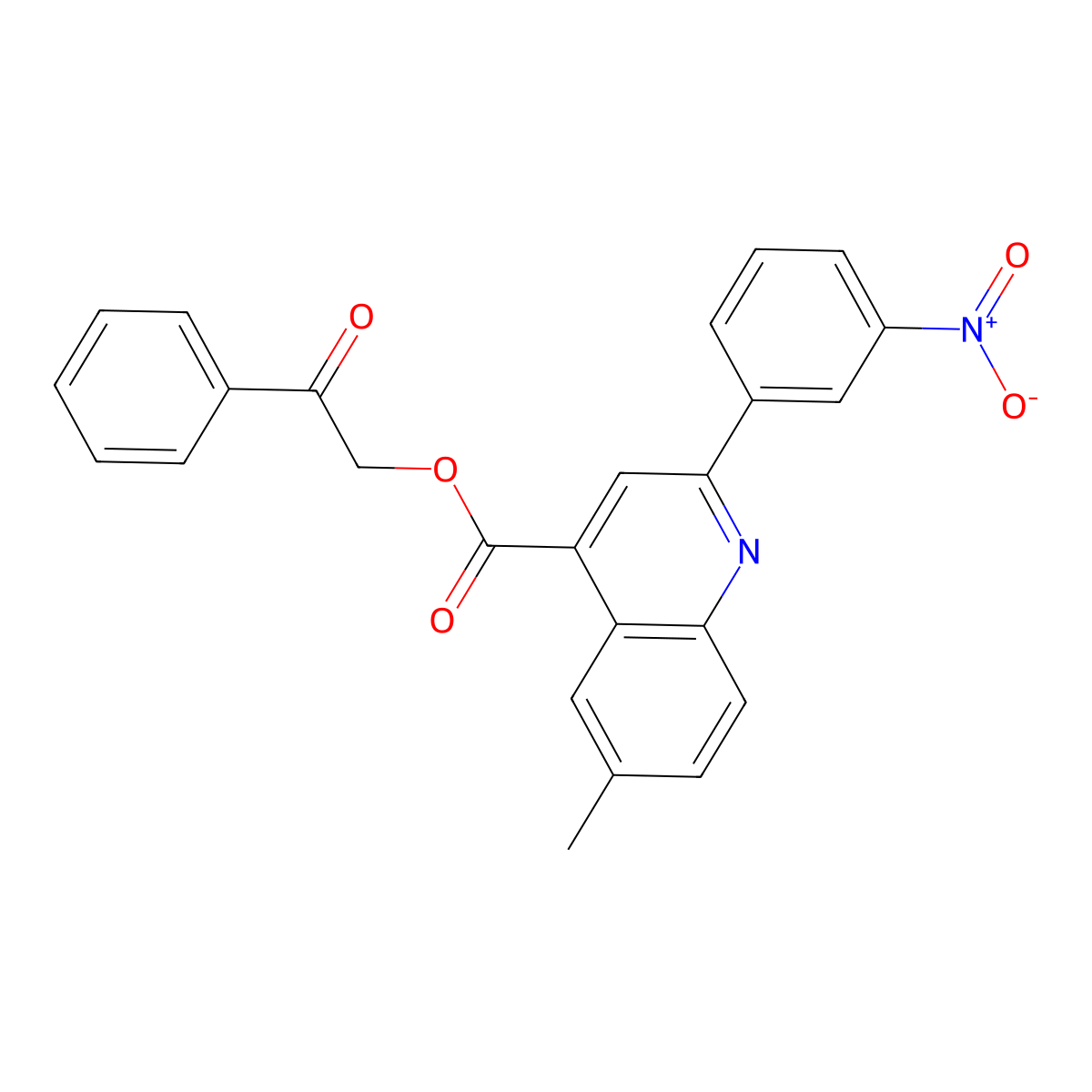 Phenacyl 6-methyl-2-(3-nitrophenyl)quinoline-4-carboxylate molecular structure, CAS 312951-72-7