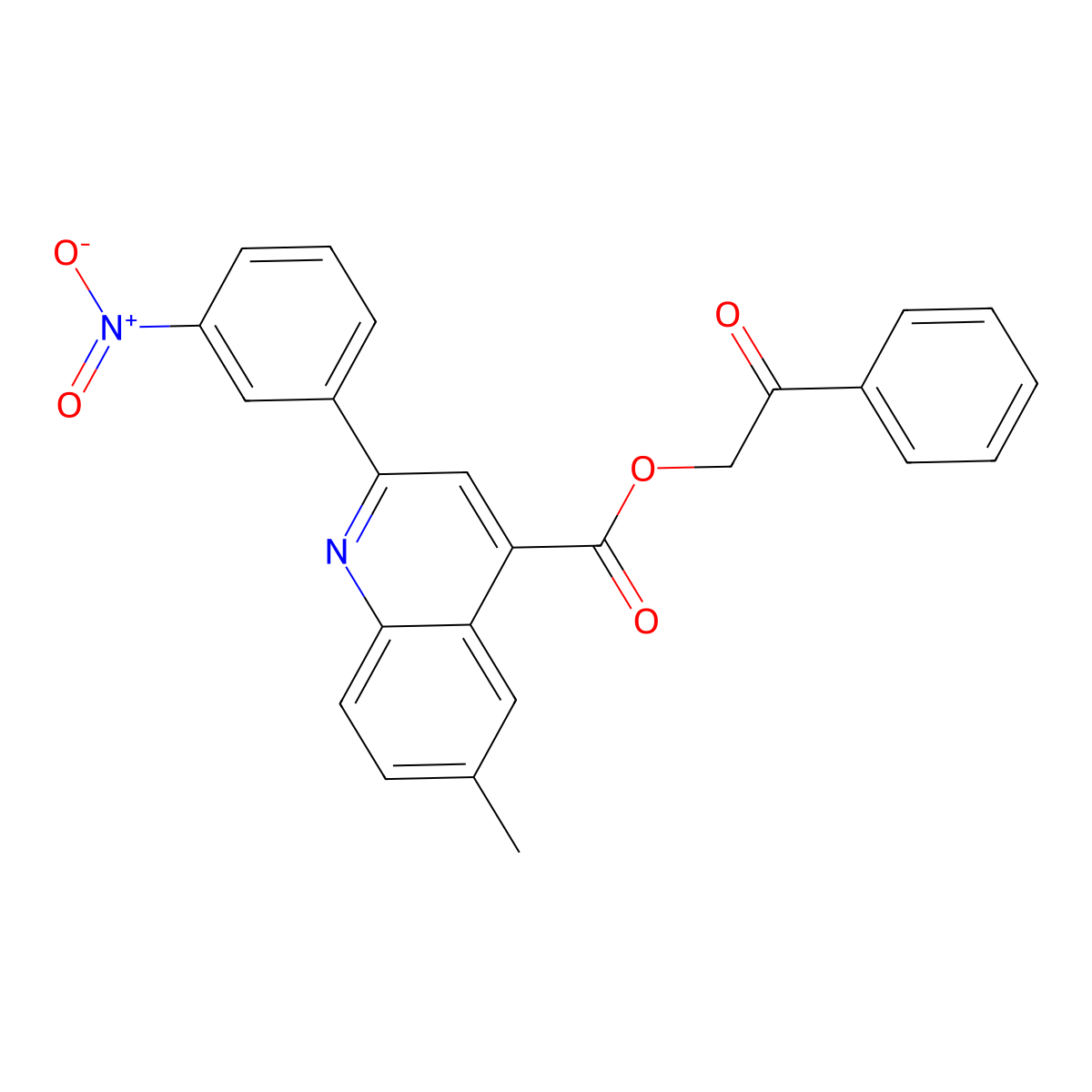 Phenacyl 6-methyl-2-(3-nitrophenyl)quinoline-4-carboxylate molecular structure, CAS 312951-72-7