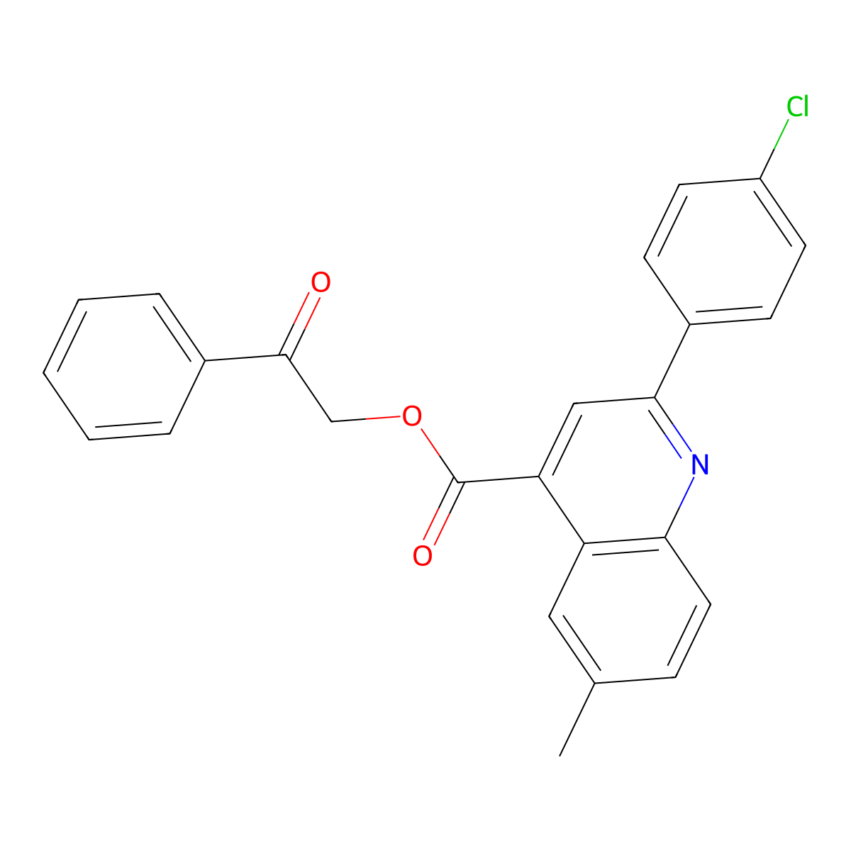 2-Oxo-2-phenylethyl 2-(4-chlorophenyl)-6-methylquinoline-4-carboxylate molecular structure, CAS 312951-73-8