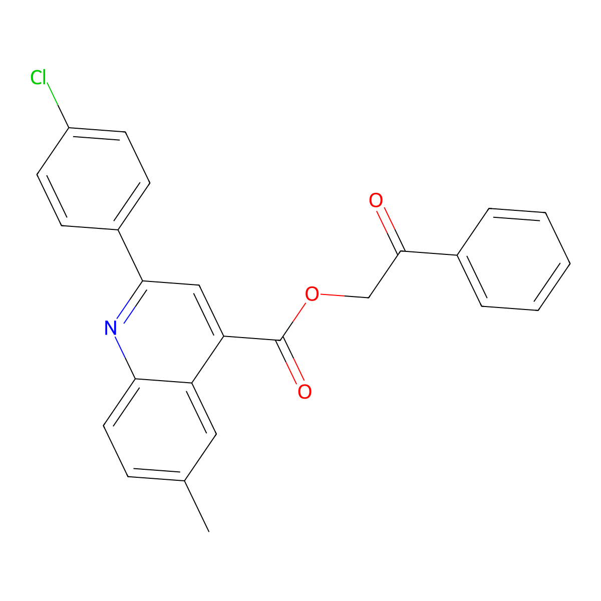 2-Oxo-2-phenylethyl 2-(4-chlorophenyl)-6-methylquinoline-4-carboxylate molecular structure, CAS 312951-73-8