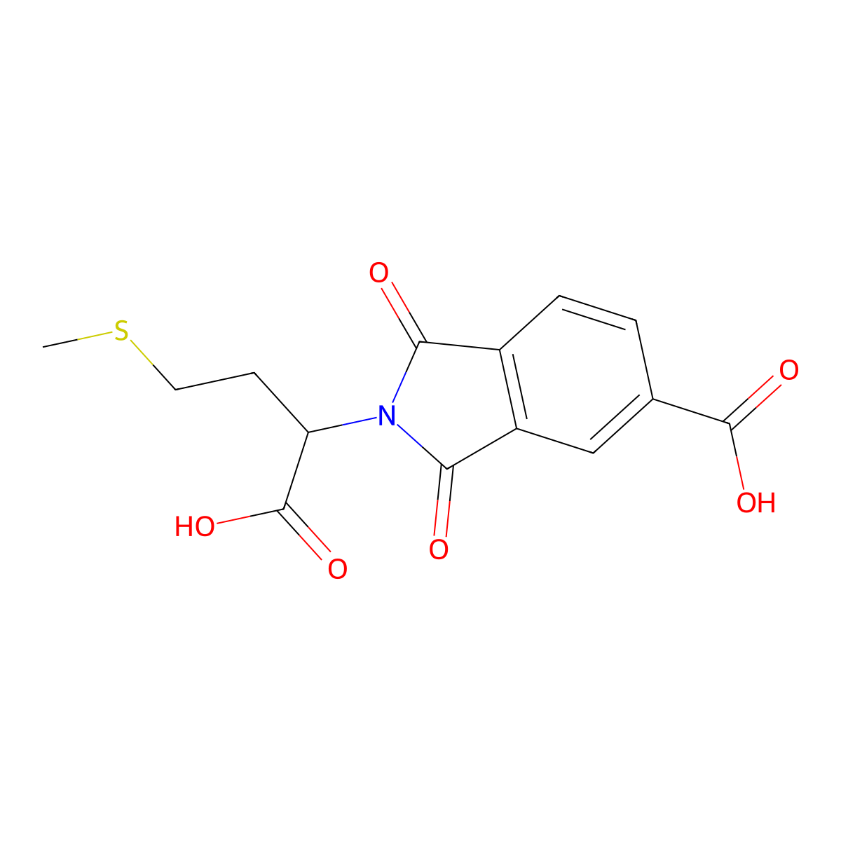 2-[1-carboxy-3-(methylsulfanyl)propyl]-1,3-dioxo-2,3-dihydro-1H-isoindole-5-carboxylic acid molecular structure, CAS 312951-82-9