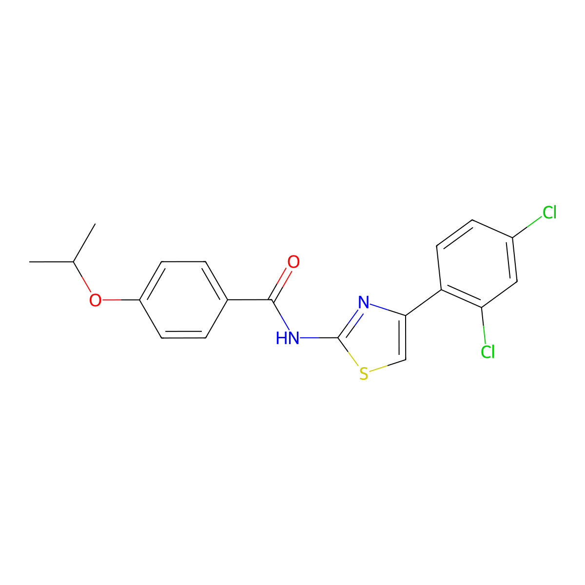 N-(4-(2,4-dichlorophenyl)thiazol-2-yl)-4-isopropoxybenzamide molecular structure, CAS 312951-87-4