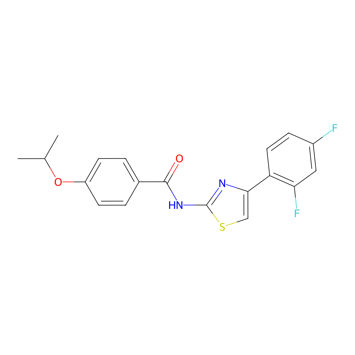 N-[4-(2,4-difluorophenyl)-1,3-thiazol-2-yl]-4-propan-2-yloxybenzamide molecular structure, CAS 312951-88-5