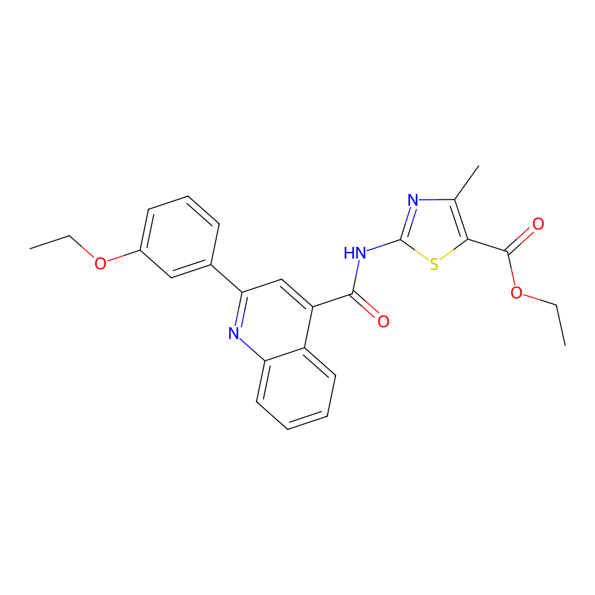 Ethyl 2-[[2-(3-ethoxyphenyl)quinoline-4-carbonyl]amino]-4-methyl-1,3-thiazole-5-carboxylate molecular structure, CAS 312951-91-0