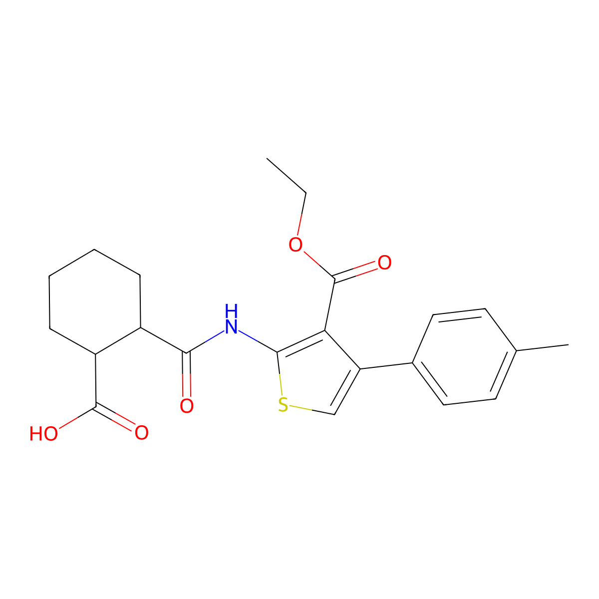 2-[[3-Ethoxycarbonyl-4-(4-methylphenyl)thiophen-2-yl]carbamoyl]cyclohexane-1-carboxylic acid molecular structure, CAS 312951-92-1