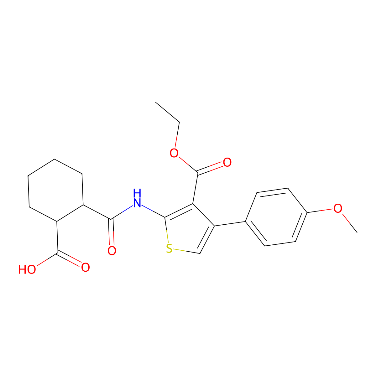 2-[[3-Ethoxycarbonyl-4-(4-methoxyphenyl)thiophen-2-yl]carbamoyl]cyclohexane-1-carboxylic acid molecular structure, CAS 312951-94-3