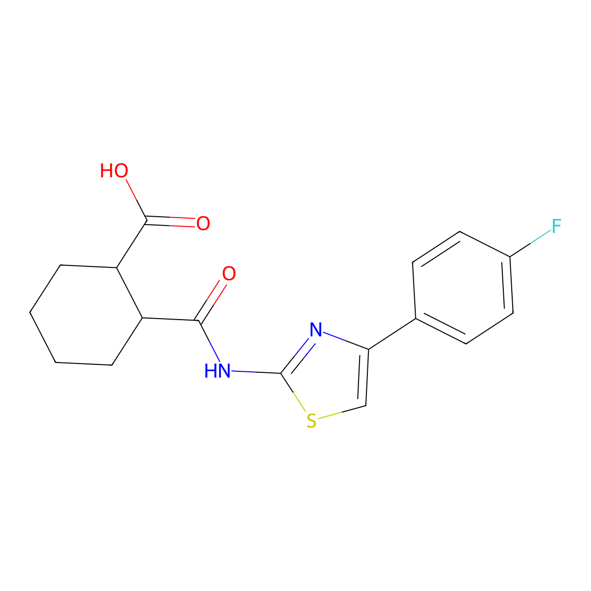 2-{[4-(4-Fluorophenyl)-1,3-thiazol-2-yl]carbamoyl}cyclohexanecarboxylic acid molecular structure, CAS 312952-02-6