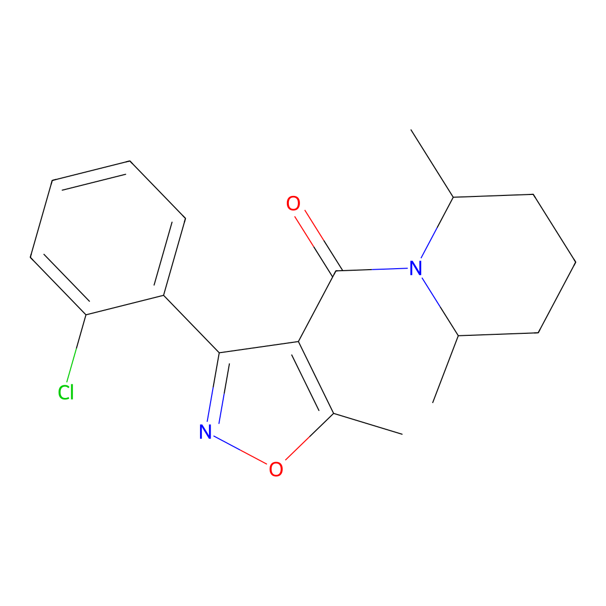 [3-(2-Chlorophenyl)-5-methyl-1,2-oxazol-4-yl]-(2,6-dimethylpiperidin-1-yl)methanone molecular structure, CAS 312952-09-3