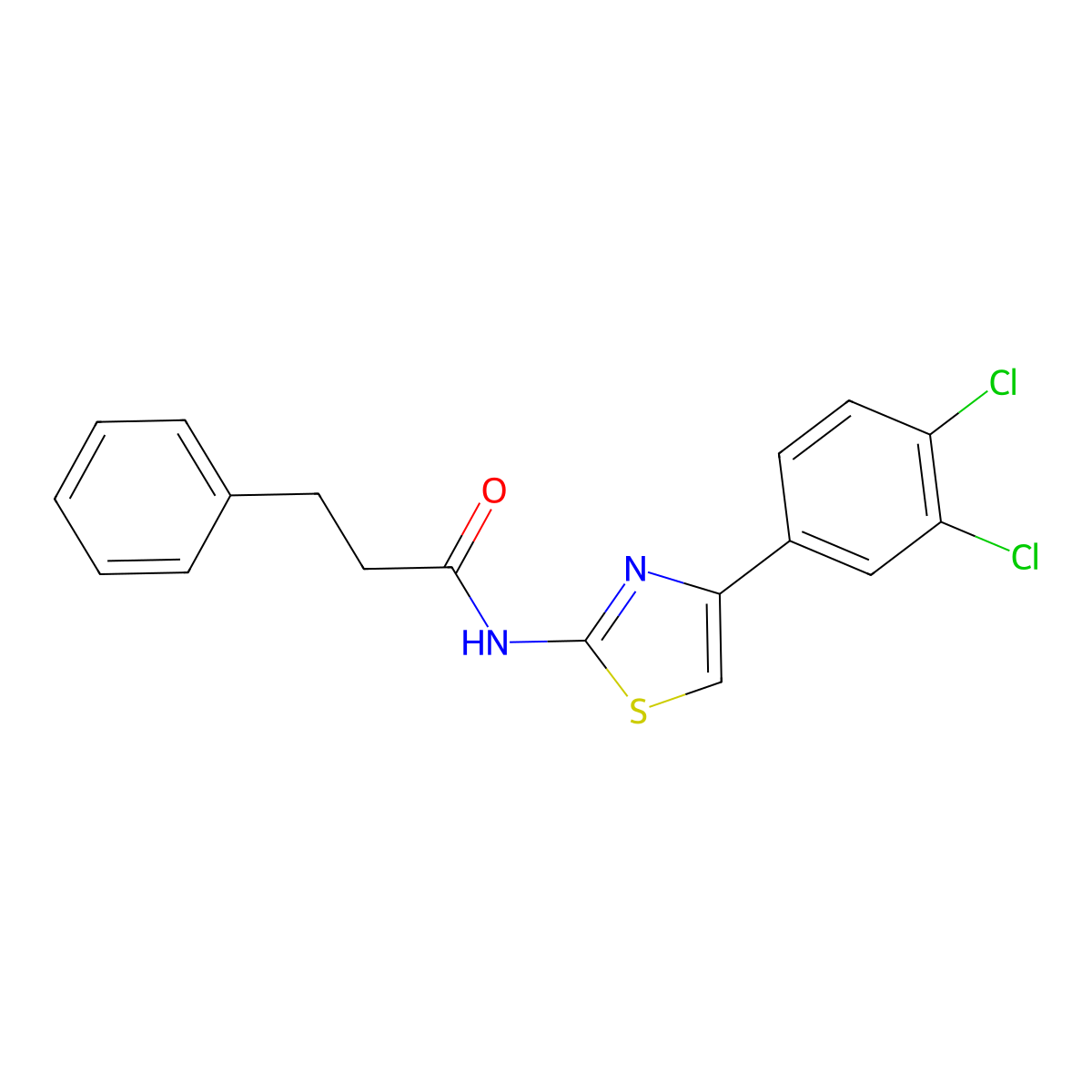 N-[4-(3,4-dichlorophenyl)-1,3-thiazol-2-yl]-3-phenylpropanamide molecular structure, CAS 312952-10-6