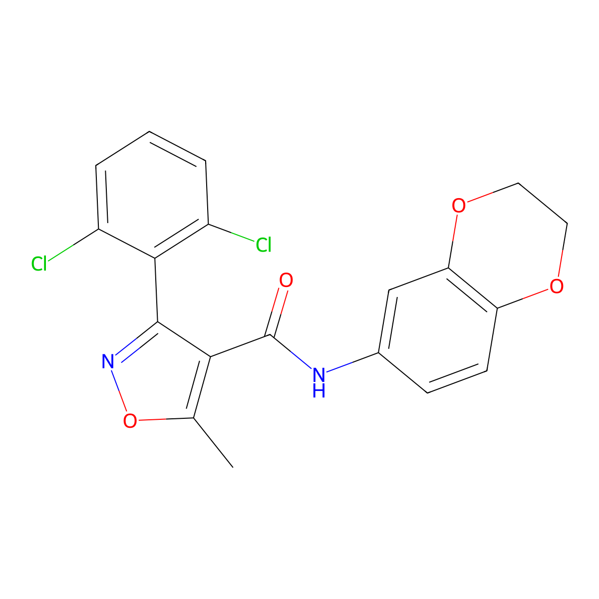 3-(2,6-dichlorophenyl)-N-(2,3-dihydro-1,4-benzodioxin-6-yl)-5-methyl-1,2-oxazole-4-carboxamide molecular structure, CAS 312952-12-8