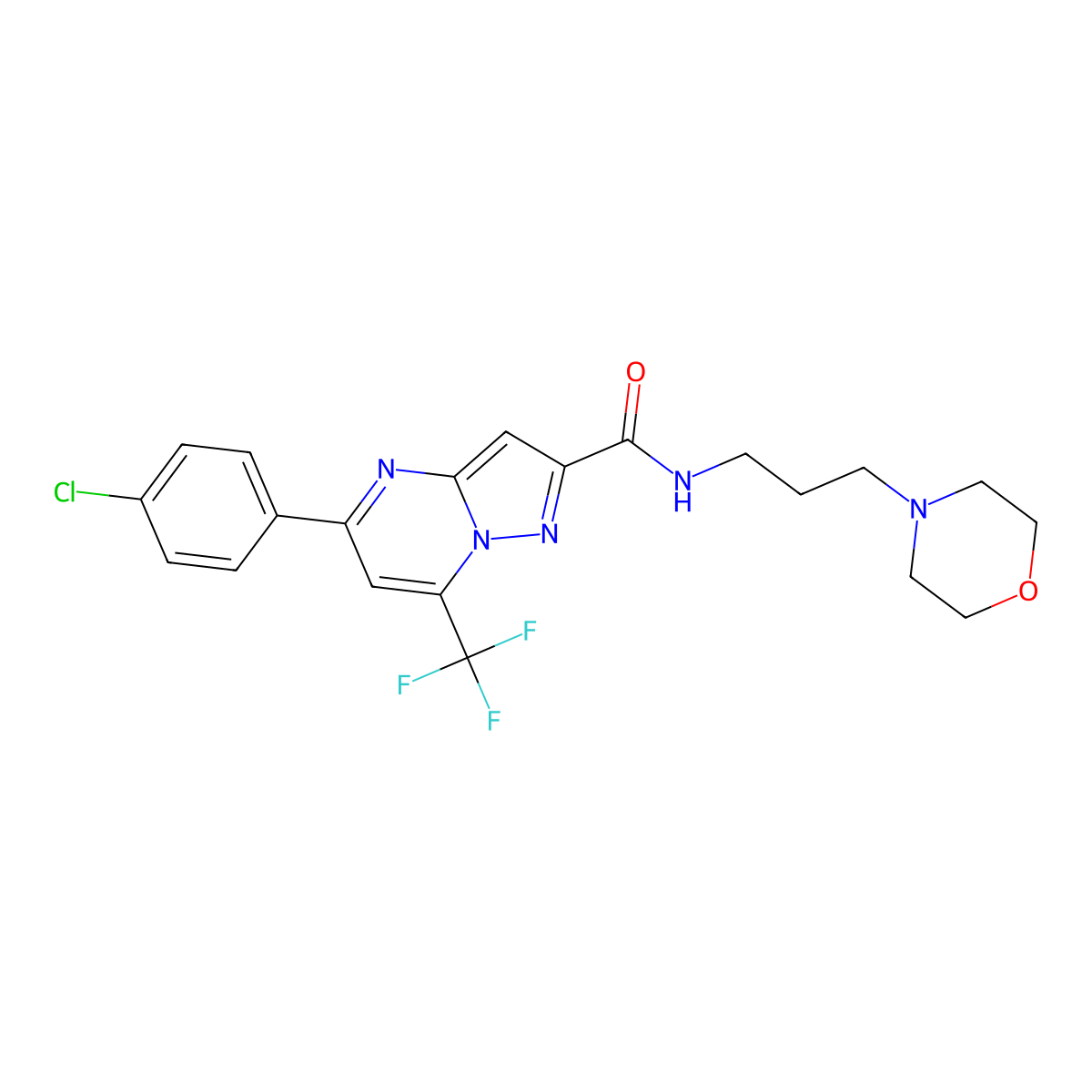 5-(4-chlorophenyl)-N-(3-morpholinopropyl)-7-(trifluoromethyl)pyrazolo[1,5-a]pyrimidine-2-carboxamide molecular structure, CAS 312953-24-5