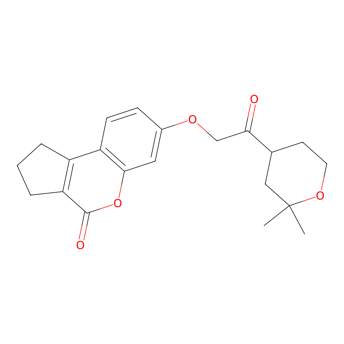 7-[2-(2,2-dimethyltetrahydro-2H-pyran-4-yl)-2-oxoethoxy]-2,3-dihydrocyclopenta[c]chromen-4(1H)-one molecular structure, CAS 312963-35-2