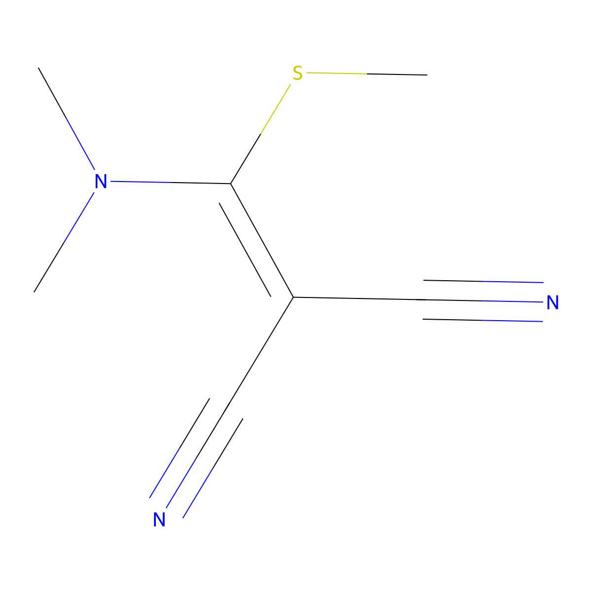 2-[(Dimethylamino)(methylsulfanyl)methylidene]propanedinitrile molecular structure, CAS 31297-60-6