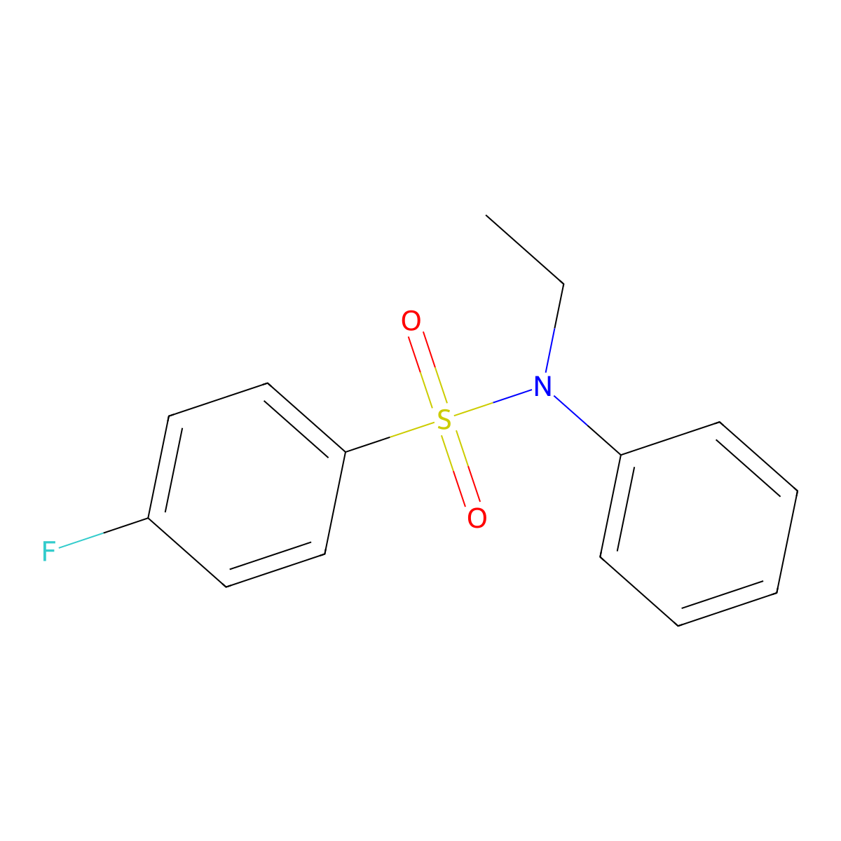 N-ethyl-4-fluoro-N-phenylbenzenesulfonamide molecular structure, CAS 313-23-5