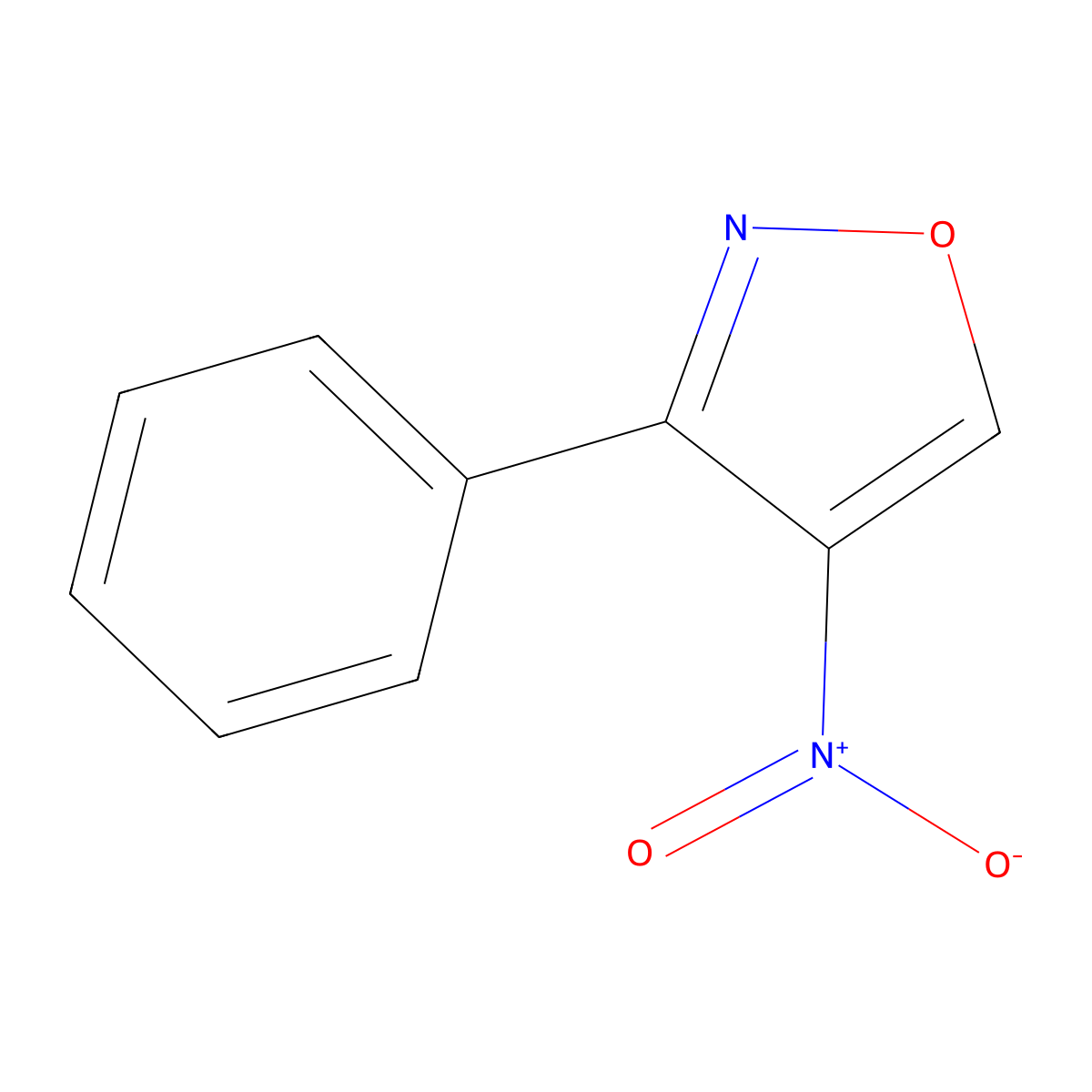 4-Nitro-3-phenyl-1,2-oxazole molecular structure, CAS 31301-41-4