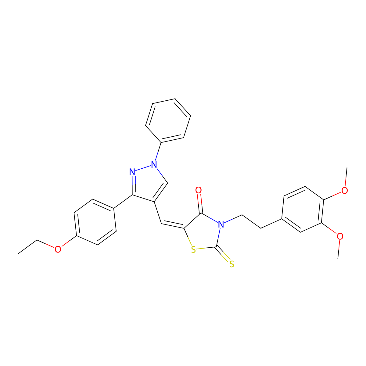 3-[2-(3,4-Dimethoxyphenyl)ethyl]-5-[[3-(4-ethoxyphenyl)-1-phenyl-1H-pyrazol-4-yl]methylene]-2-thioxo-4-thiazolidinone molecular structure, CAS 313049-77-3