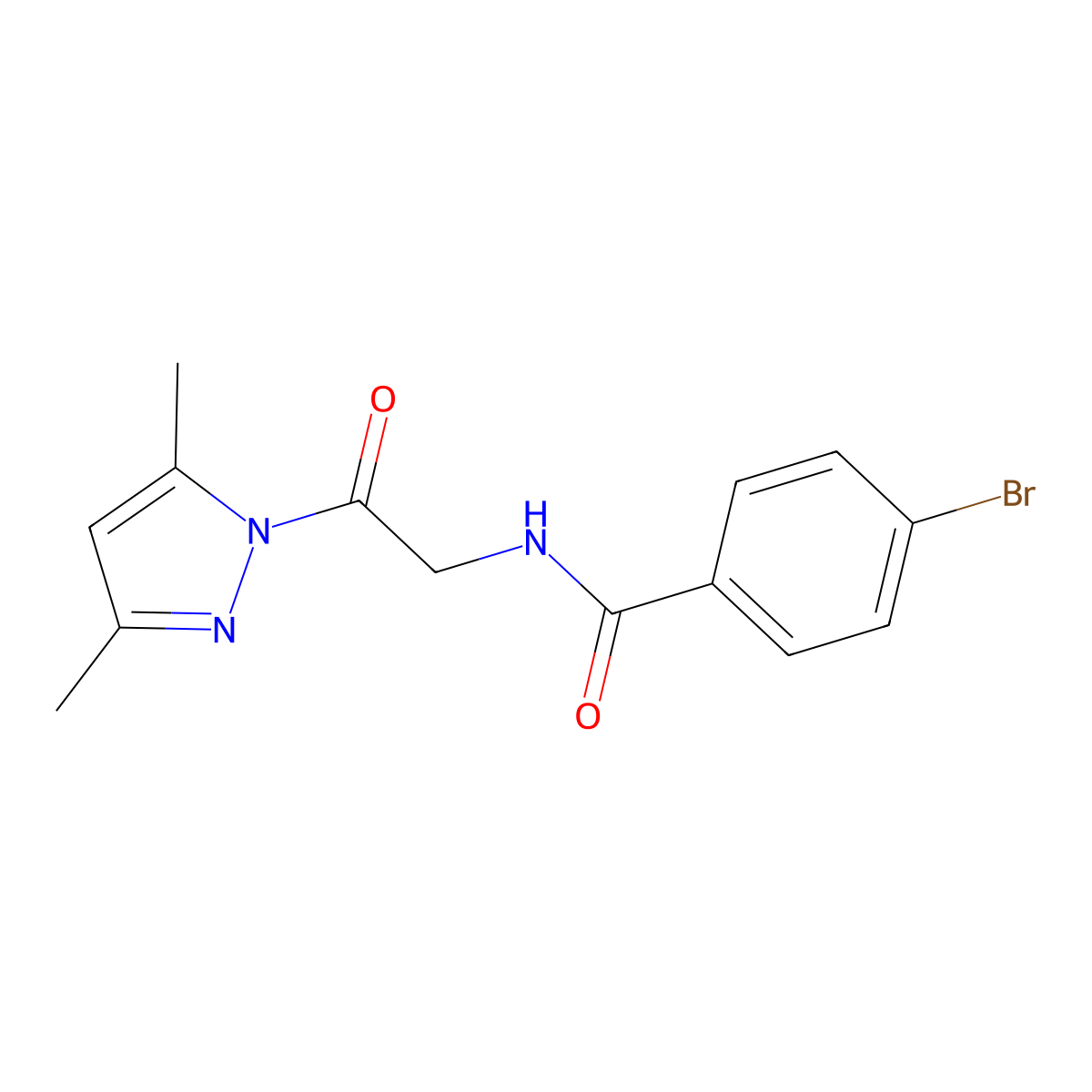 4-Bromo-N-[2-(3,5-dimethyl-1H-pyrazol-1-yl)-2-oxoethyl]benzamide molecular structure, CAS 313049-78-4