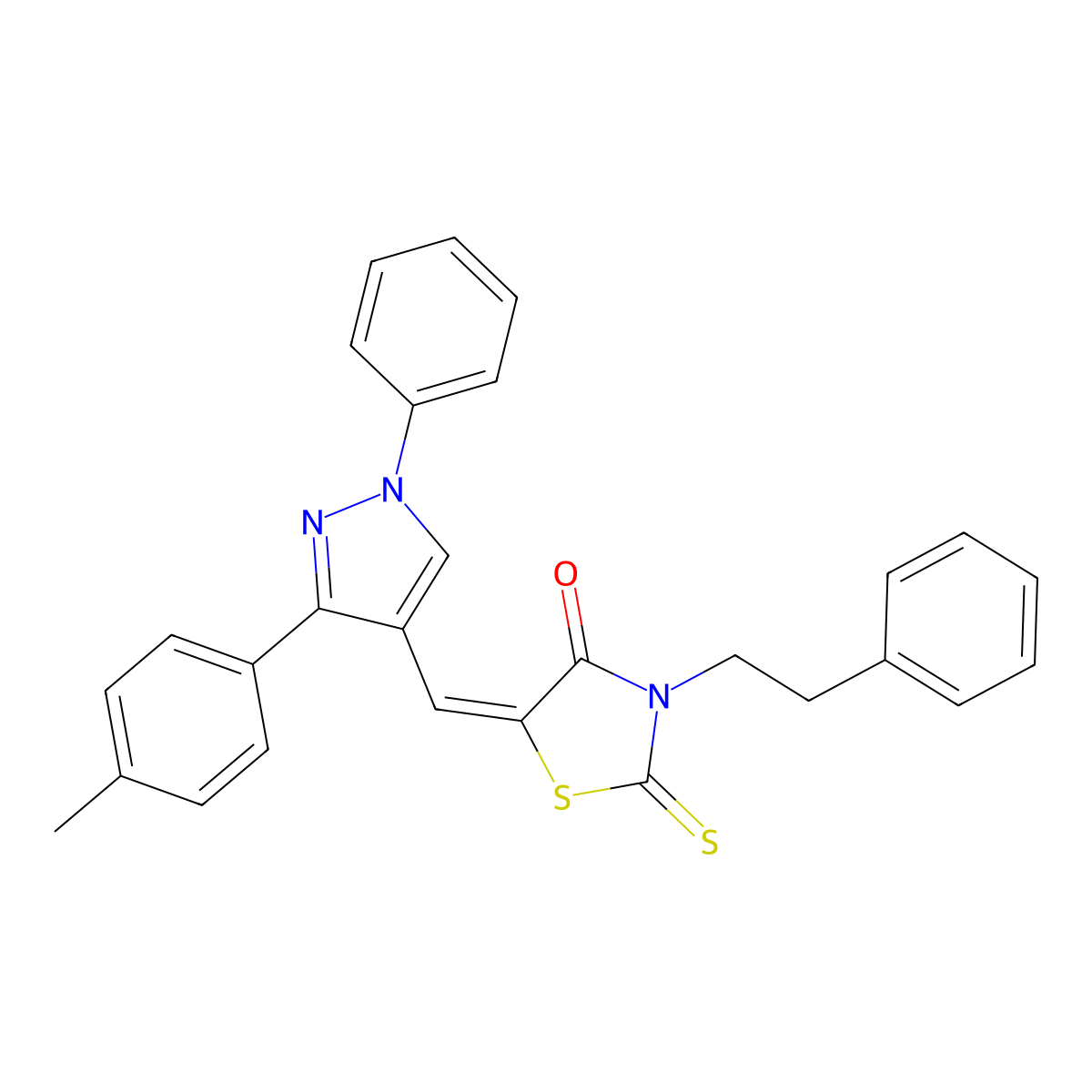 5-[[3-(4-Methylphenyl)-1-phenyl-1H-pyrazol-4--yl]methylene]-3-(2-phenylethyl)-2-thioxo-4-thiazolidinone molecular structure, CAS 313049-95-5