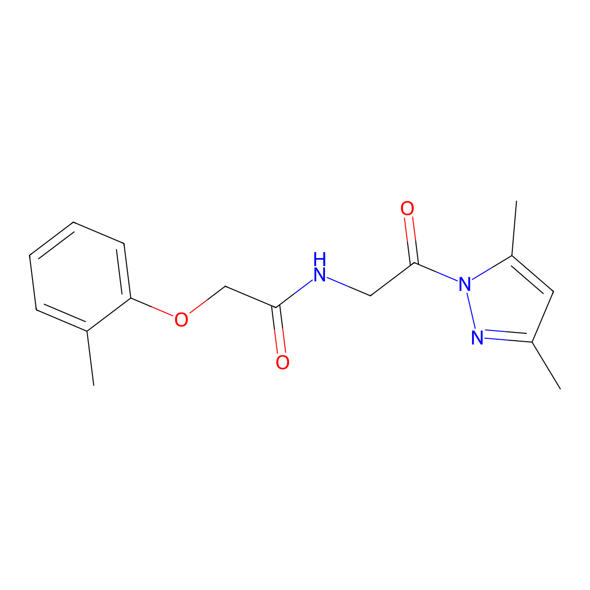 N-[2-(3,5-dimethylpyrazol-1-yl)-2-oxoethyl]-2-(2-methylphenoxy)acetamide molecular structure, CAS 313050-01-0