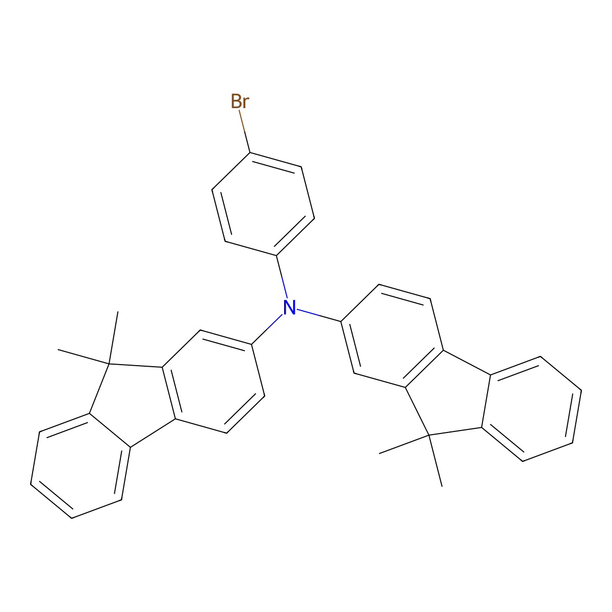 4-Bromo-N,N-bis(9,9-dimethyl-9H-fluoren-2-yl)aniline molecular structure, CAS 313050-71-4