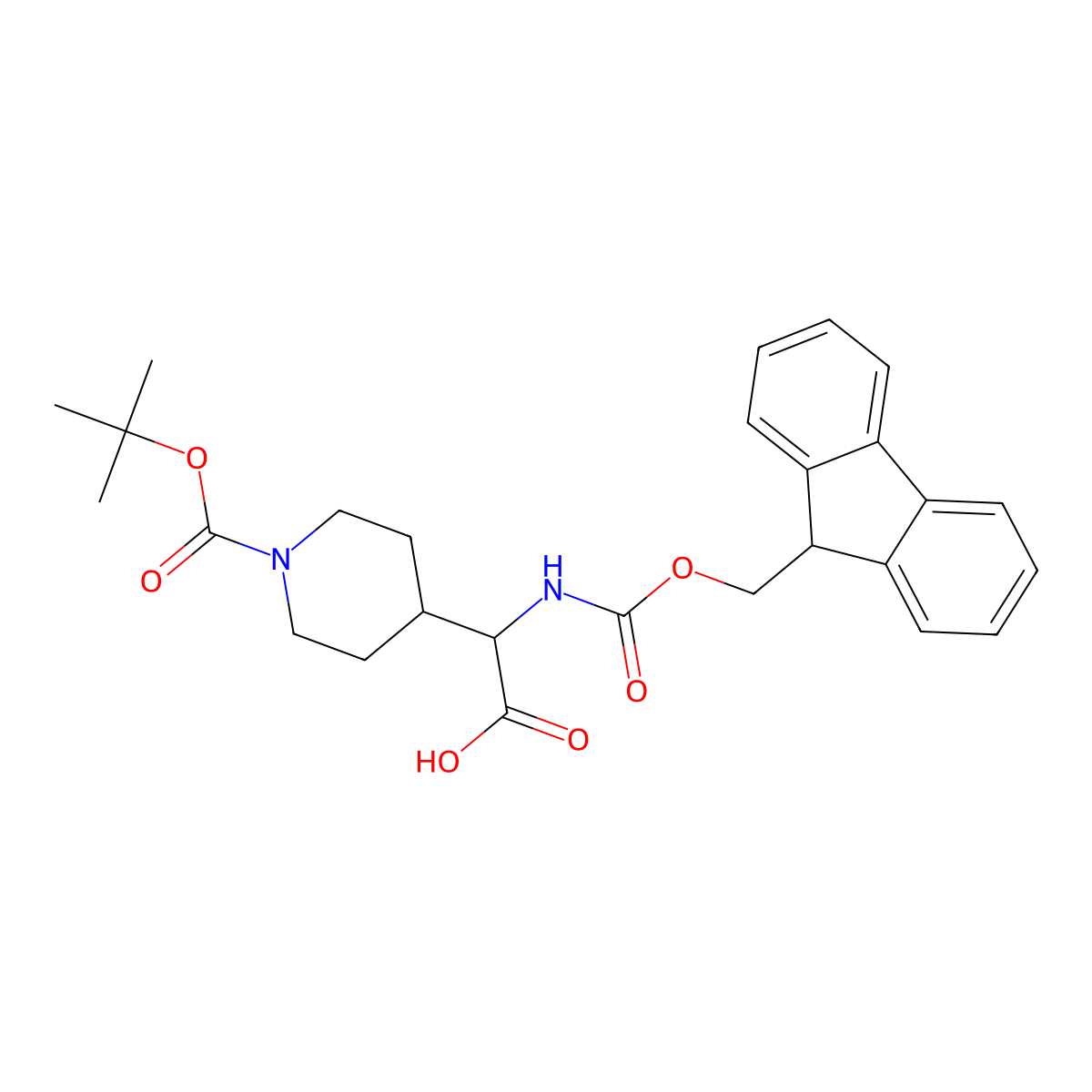 2-{1-[(tert-butoxy)carbonyl]piperidin-4-yl}-2-{[(9H-fluoren-9-ylmethoxy)carbonyl]amino}acetic acid molecular structure, CAS 313051-96-6