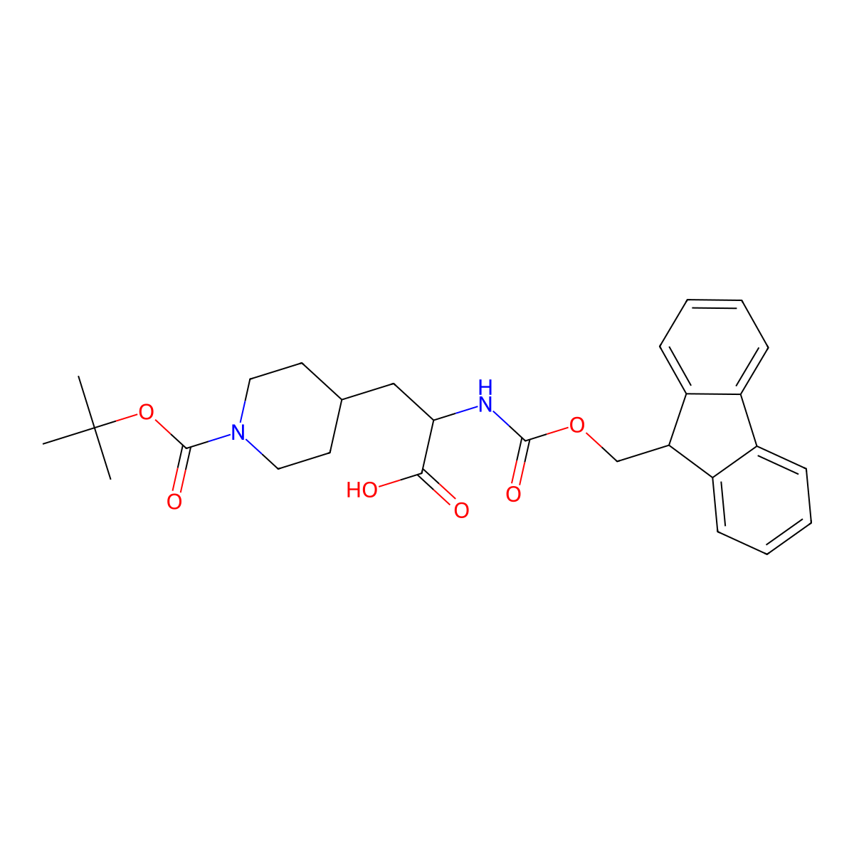 (2R)-3-{1-[(tert-butoxy)carbonyl]piperidin-4-yl}-2-({[(9H-fluoren-9-yl)methoxy]carbonyl}amino)propanoic acid molecular structure, CAS 313052-00-5