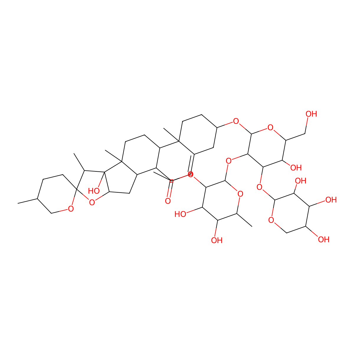 [(2S,3R,4R,5R,6S)-4,5-dihydroxy-2-[(2R,3R,4S,5R,6R)-5-hydroxy-6-(hydroxymethyl)-2-[(1R,2S,4S,5'R,6R,7S,8S,9S,12S,13R,16S)-8-hydroxy-5',7,9,13-tetramethylspiro[5-oxapentacyclo[10.8.0.02,9.04,8.013,18]icos-18-ene-6,2'-oxane]-16-yl]oxy-4-[(3R,4S,5R)-3,4,5-trihydroxyoxan-2-yl]oxyoxan-3-yl]oxy-6-methyloxan-3-yl] acetate molecular structure, CAS 313054-32-9
