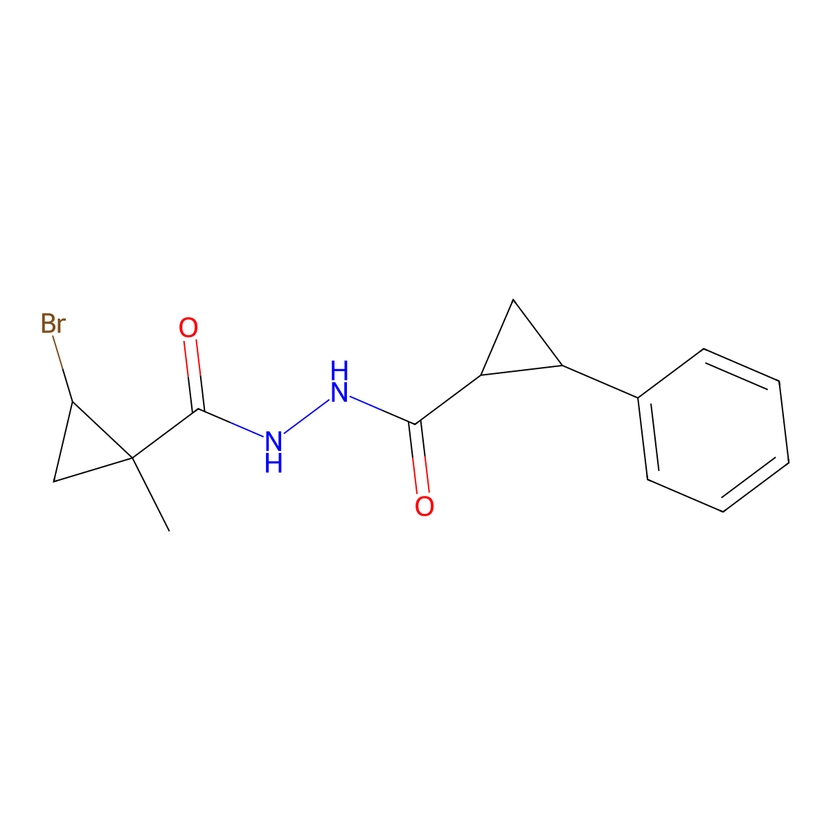 2-bromo-1-methyl-N'-[(2-phenylcyclopropyl)carbonyl]cyclopropanecarbohydrazide molecular structure, CAS 313062-66-7