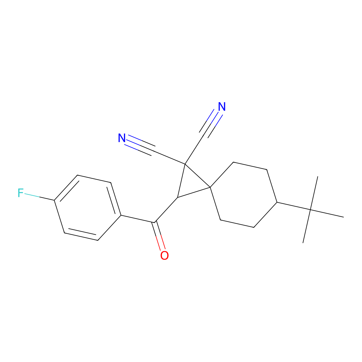 6-Tert-butyl-1-(4-fluorobenzoyl)spiro[2.5]octane-2,2-dicarbonitrile molecular structure, CAS 313062-67-8